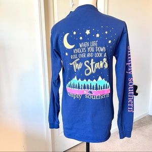 SIMPLY SOUTHERN Navy Blue Look At The Stars Long Sleeve Tee—SZ. Small